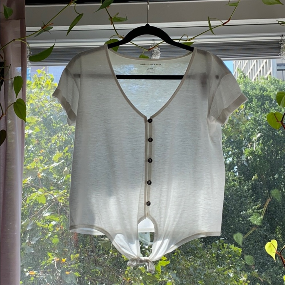 Cream/white American Eagle Tie T-shirt